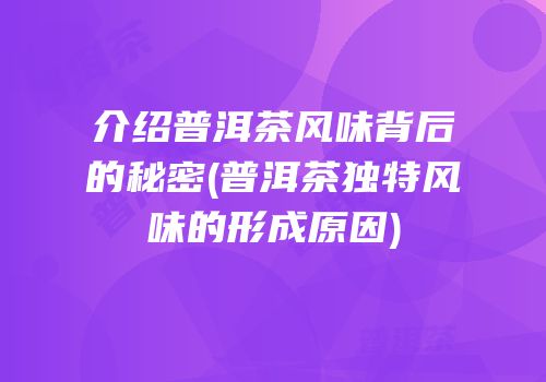 介绍普洱茶风味背后的秘密(普洱茶独特风味的形成原因)