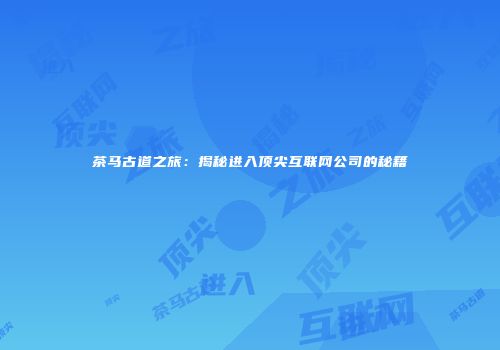 茶马古道之旅：揭秘进入顶尖互联网公司的秘籍