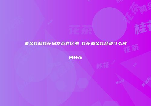黄金桂和桂花乌龙茶的区别_桂花黄金桂品种什么时间开花