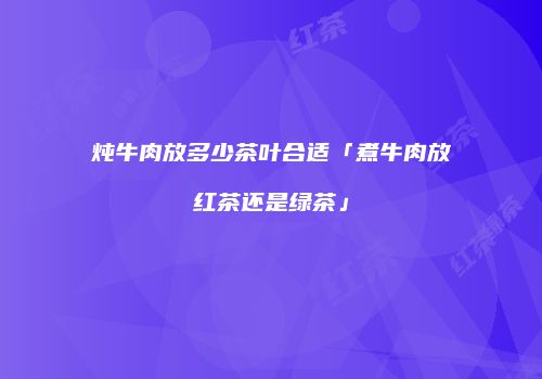炖牛肉放多少茶叶合适「煮牛肉放红茶还是绿茶」