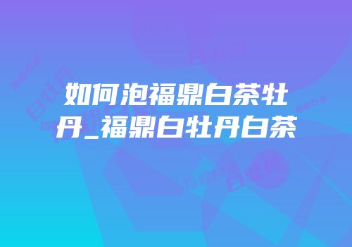 如何泡福鼎白茶牡丹_福鼎白牡丹白茶