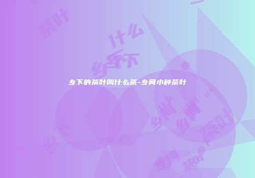 乡下的茶叶叫什么茶-乡间小种茶叶