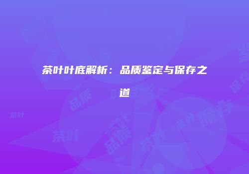 茶叶叶底解析：品质鉴定与保存之道
