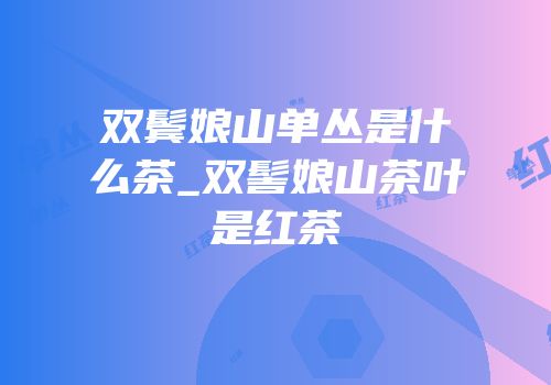 双鬓娘山单丛是什么茶_双髻娘山茶叶是红茶