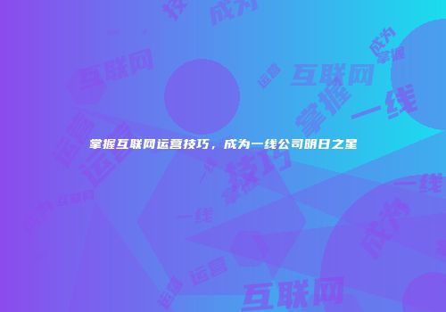 掌握互联网运营技巧，成为一线公司明日之星