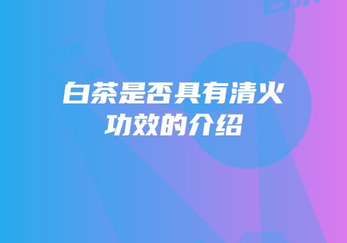 白茶是否具有清火功效的介绍