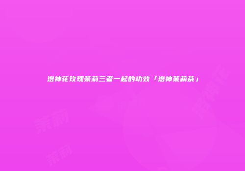 洛神花玫瑰茉莉三者一起的功效「洛神茉莉茶」