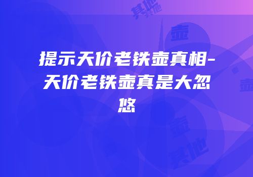 提示天价老铁壶真相-天价老铁壶真是大忽悠