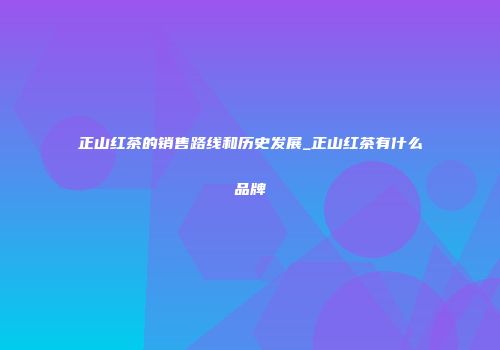 正山红茶的销售路线和历史发展_正山红茶有什么品牌