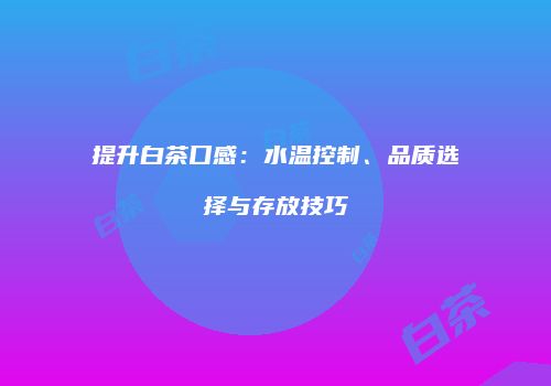 提升白茶口感：水温控制、品质选择与存放技巧
