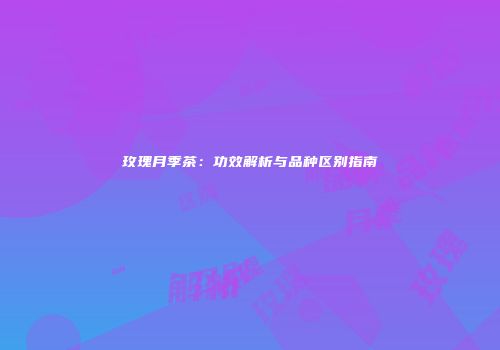 玫瑰月季茶：功效解析与品种区别指南