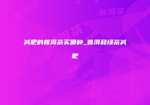 减肥的普洱茶买哪种_普洱和绿茶减肥