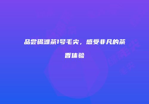 品尝碣滩茶1号毛尖，感受非凡的茶香体验