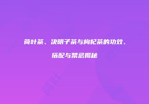 荷叶茶、决明子茶与枸杞茶的功效、搭配与禁忌揭秘