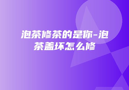 泡茶修茶的是你-泡茶盖坏怎么修