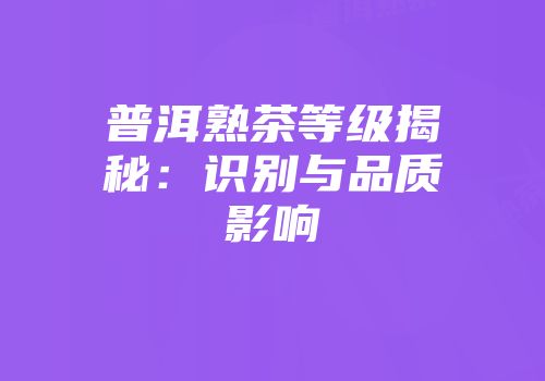 普洱熟茶等级揭秘：识别与品质影响