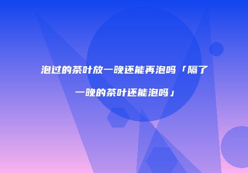 泡过的茶叶放一晚还能再泡吗「隔了一晚的茶叶还能泡吗」