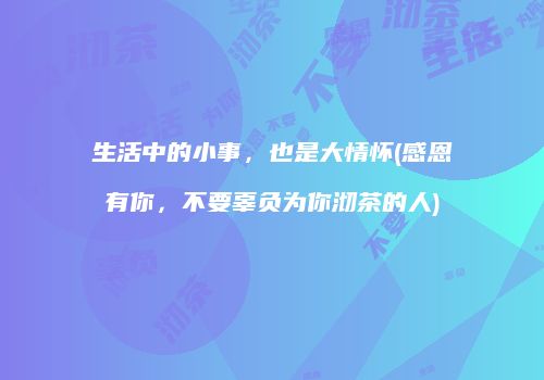 生活中的小事，也是大情怀(感恩有你，不要辜负为你沏茶的人)