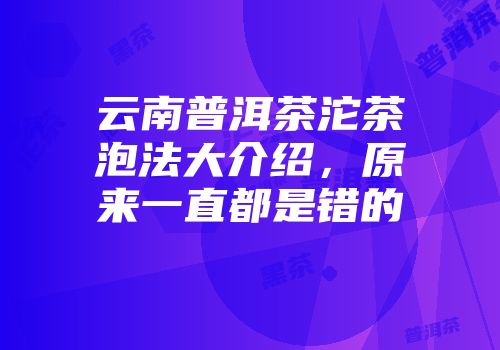 云南普洱茶沱茶泡法大介绍，原来一直都是错的