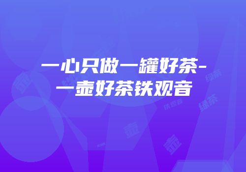 一心只做一罐好茶-一壶好茶铁观音