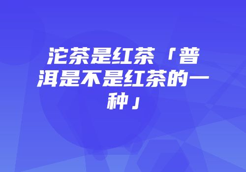 沱茶是红茶「普洱是不是红茶的一种」