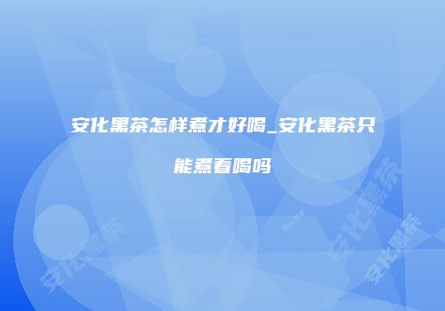 安化黑茶怎样煮才好喝_安化黑茶只能煮着喝吗