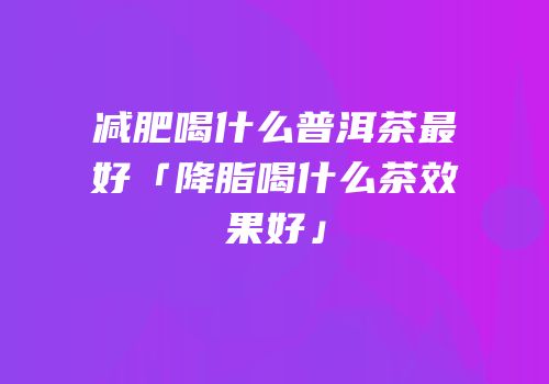 减肥喝什么普洱茶最好「降脂喝什么茶效果好」