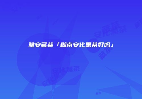 雅安藏茶「糊南安化黑茶好吗」
