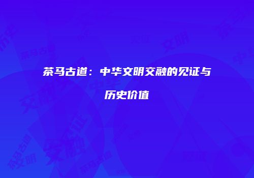 茶马古道：中华文明交融的见证与历史价值