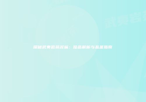 探秘武夷岩茶名枞：珍品解析与品鉴指南