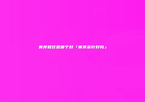 黄芽和甘露哪个好「黄芽茶叶好吗」