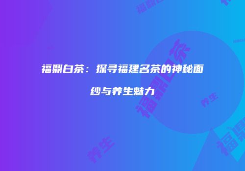 福鼎白茶：探寻福建名茶的神秘面纱与养生魅力