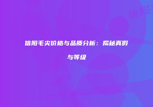 信阳毛尖价格与品质分析：揭秘真假与等级
