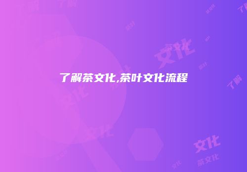 了解茶文化,茶叶文化流程
