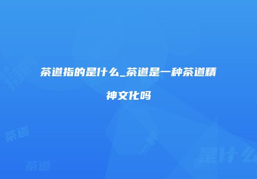 茶道指的是什么_茶道是一种茶道精神文化吗