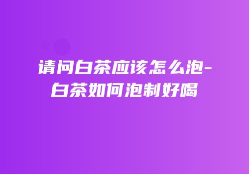 请问白茶应该怎么泡-白茶如何泡制好喝