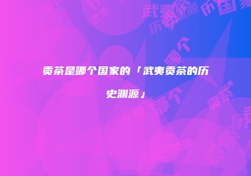 贡茶是哪个国家的「武夷贡茶的历史渊源」