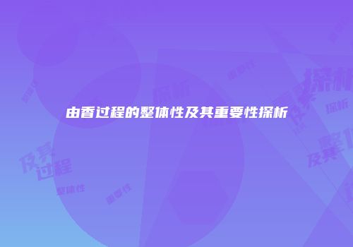 由香过程的整体性及其重要性探析