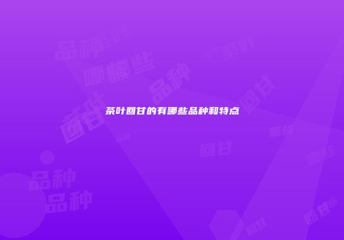 茶叶回甘的有哪些品种和特点
