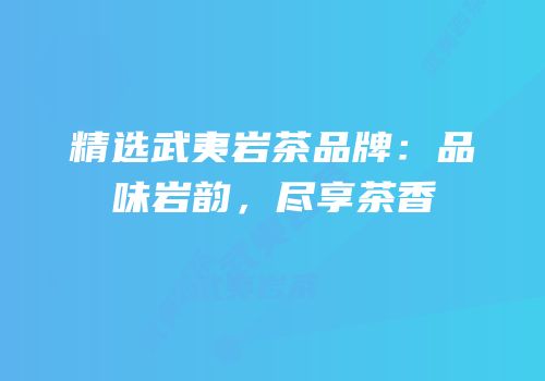 精选武夷岩茶品牌：品味岩韵，尽享茶香