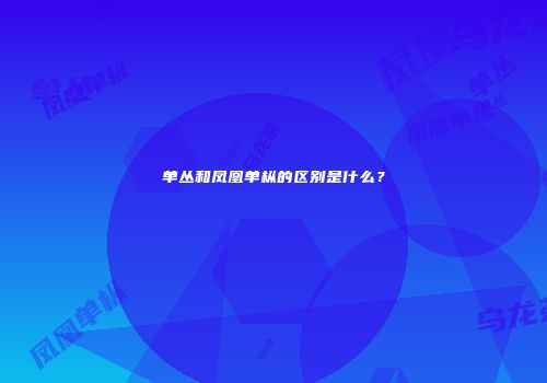 单丛和凤凰单枞的区别是什么？