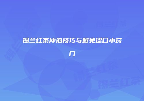锡兰红茶冲泡技巧与避免涩口小窍门
