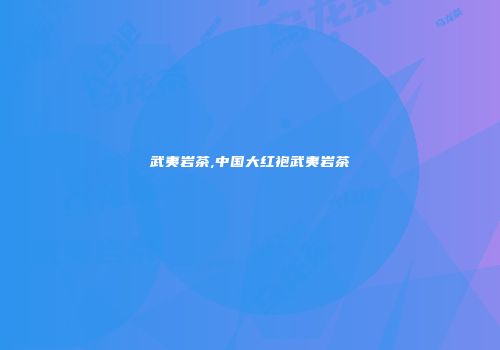 武夷岩茶,中国大红袍武夷岩茶