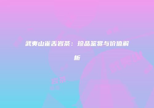 武夷山雀舌岩茶：珍品鉴赏与价值解析