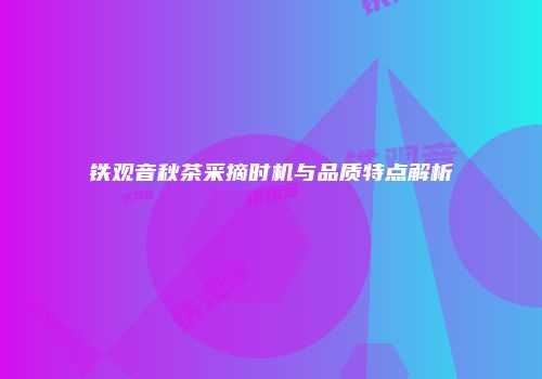 铁观音秋茶采摘时机与品质特点解析
