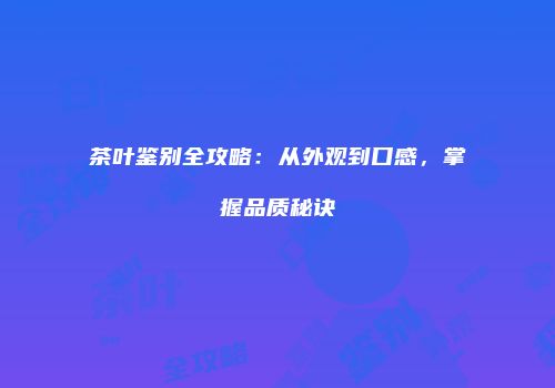 茶叶鉴别全攻略：从外观到口感，掌握品质秘诀