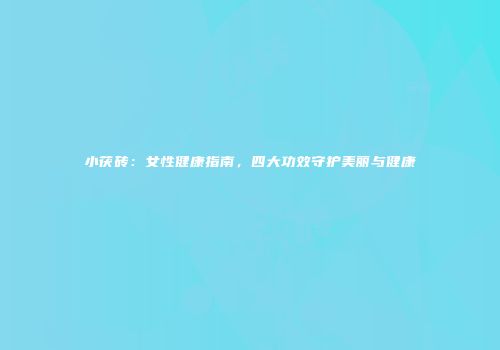 小茯砖：女性健康指南，四大功效守护美丽与健康