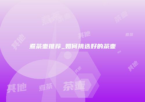煮茶壶推荐_如何挑选好的茶壶