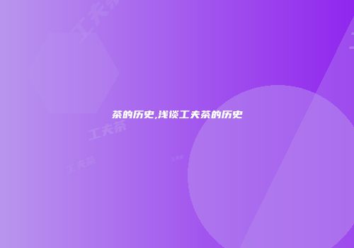 茶的历史,浅谈工夫茶的历史