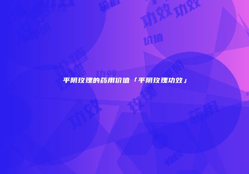 平阴玫瑰的药用价值「平阴玫瑰功效」
